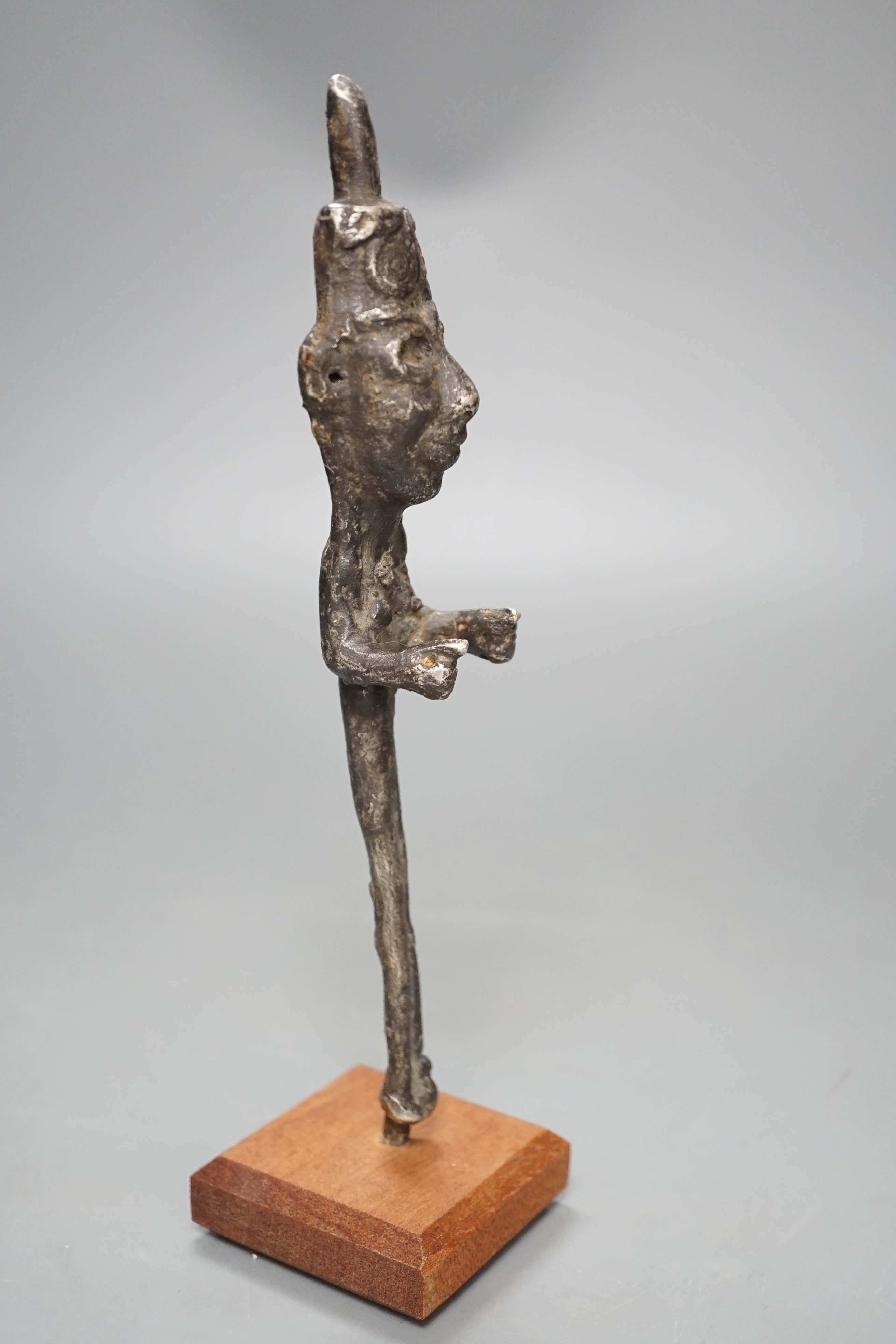 A Yoruba Edan Ogboni figural staff, Nigeria 24cm tall including stand